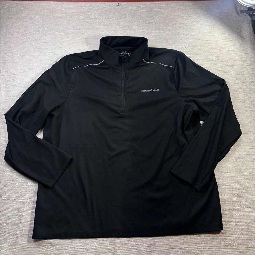 Vineyard Vines Performance Mens XXL Black Quarter Zip Pullover Golf Shirt Logo